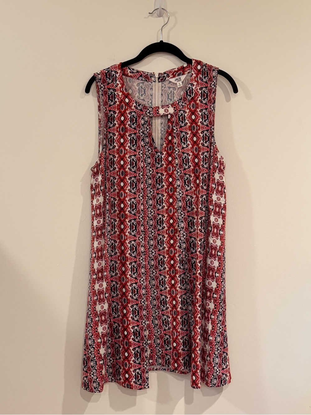 Jack by BB Dakota Red and White Sleeveless Patterned Mini Dress